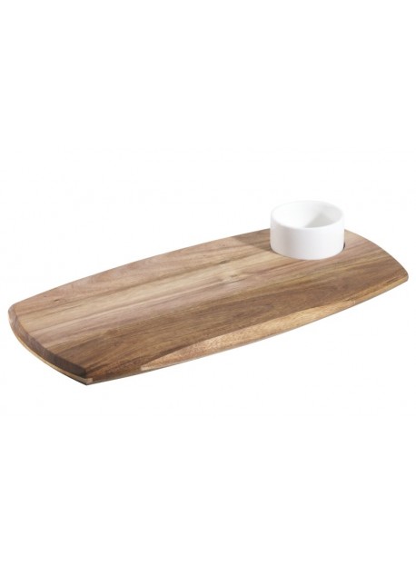 Planche apéro en bois d'acacia avec bol de trempage