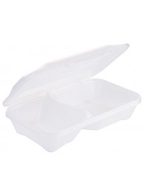 Boîte alimentaire à emporter GN 1/4 2 compartiments, blanche ouverte